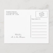 結び目のビーチ結婚式素朴日付の保存 案内ポストカード (裏面)