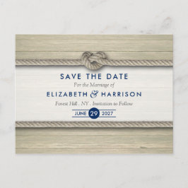 結び目のビーチ結婚式素朴日付の保存 案内ポストカード