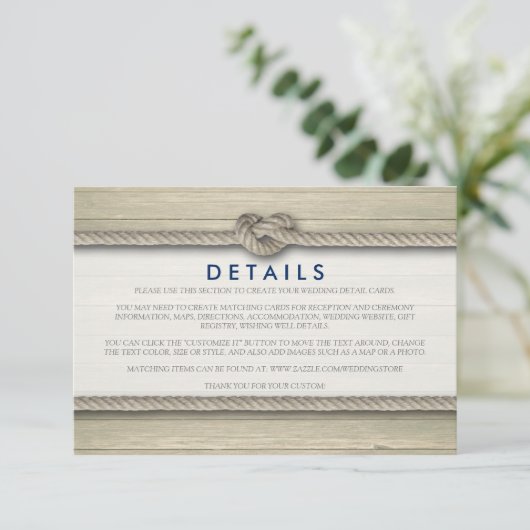 結び目のビーチ結婚式素朴詳細 エンクロージャーカード (スタンド正面)