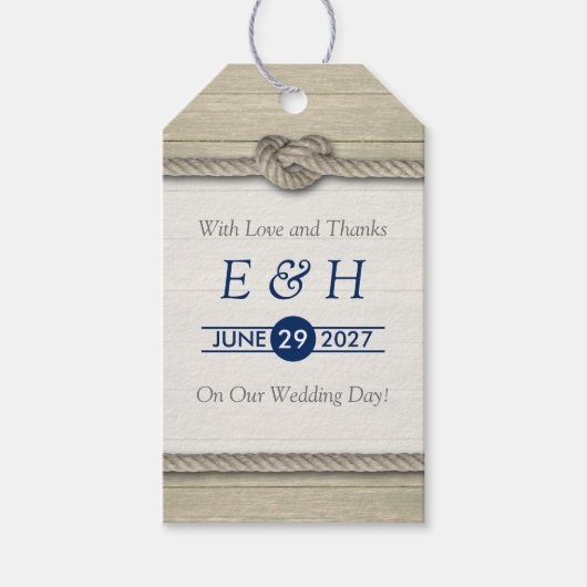 結び目のビーチ結婚式 ギフトタグ (正面)