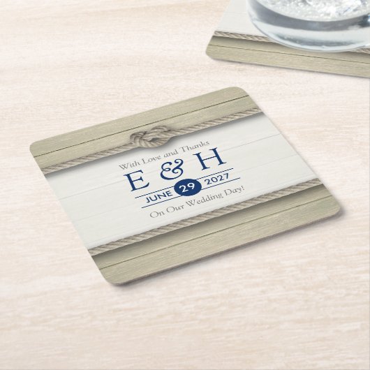 結び目のビーチ結婚式 スクエアペーパーコースター (アングル)