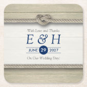 結び目のビーチ結婚式 スクエアペーパーコースター (正面)