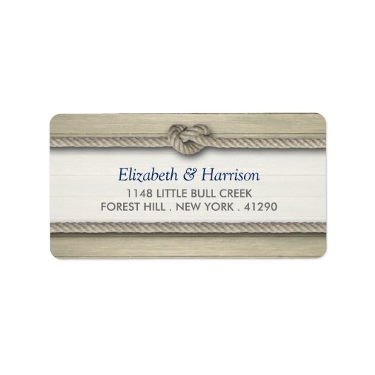 結び目のビーチ結婚式 ラベル (正面)