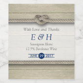 結び目のビーチ結婚式 ワインラベル (シングルラベル)