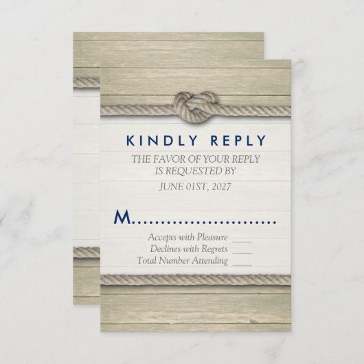 結び目のビーチ結婚式 出欠カード (正面/裏面)