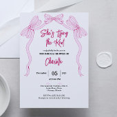 結び目のピンクボウシンプルブライダルシャワー 招待状