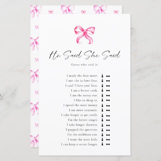 結び目のブライダルシャワーと彼は言った (正面/裏面)