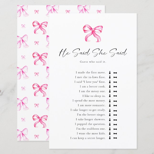 結び目のブライダルシャワーと彼は言った (正面/裏面)