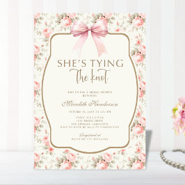 結び目のブライダルシャワーを結ぶピンクの弓コケット 招待状