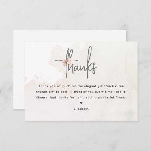 結び目のブライダルシャワーサンキューカード エンクロージャーカード (正面/裏面)