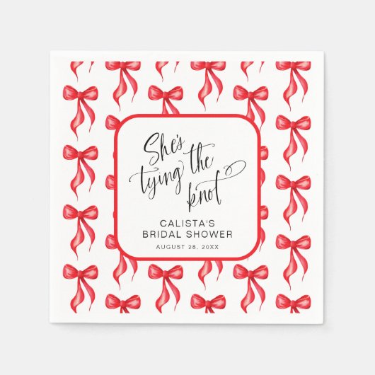 結び目のブライダルシャワーパーソナライズされた スタンダードカクテルナプキン (正面)