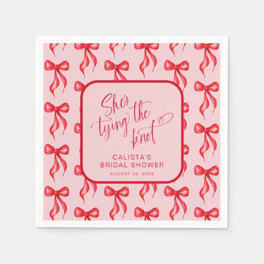結び目のブライダルシャワーパーソナライズされた スタンダードカクテルナプキン (正面)