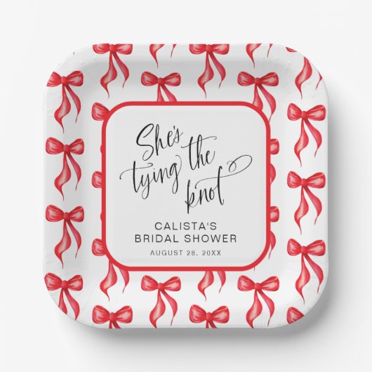 結び目のブライダルシャワーパーソナライズされた ペーパープレート (正面)
