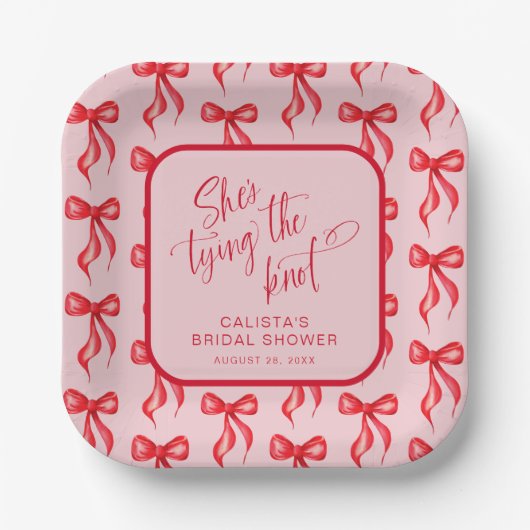 結び目のブライダルシャワーパーソナライズされた ペーパープレート (正面)