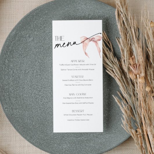 結び目のブライダルシャワーメニューピンクボウ