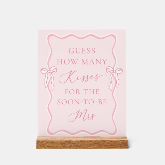 結び目のブライダルシャワー数を推測するキス アクリルサイン (正面)