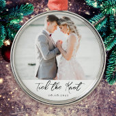 結び目のマイルストー結婚ン写真のキープサケを結んだ メタルオーナメント