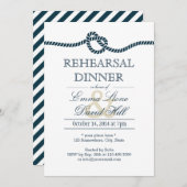 結び目のリハーサルの夕食を結ぶ濃紺 招待状 (正面/裏面)