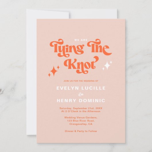 結び目のレトロモダン結婚 招待状 (正面)