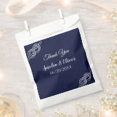 結び目のロープ航海のを白と海軍で結ん結婚だ フェイバーバッグ (クリップ留めされた状態)