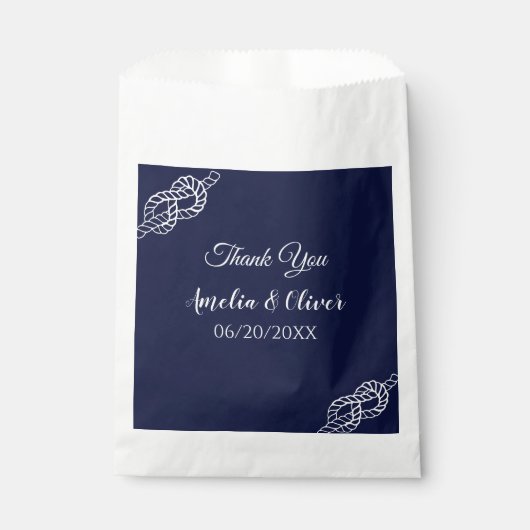 結び目のロープ航海のを白と海軍で結ん結婚だ フェイバーバッグ (正面)