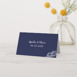 結び目のロープ航海のを白と海軍で結ん結婚だ プレイスカード