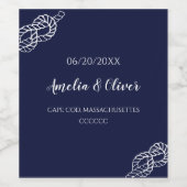 結び目のロープ航海のを白と海軍で結ん結婚だ ワインラベル (シングルラベル)