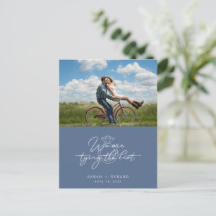 結び目の写真結婚の予算の日付の保存 案内ポストカード