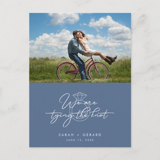 結び目の写真結婚の予算の日付の保存 案内ポストカード (正面)