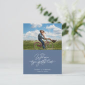 結び目の写真結婚の予算の日付の保存 案内ポストカード (スタンド正面)