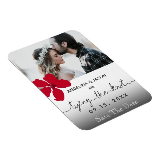 結び目の写真結婚式の日付を保存 マグネット (右側)