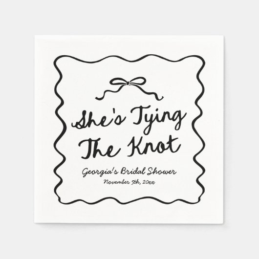 結び目の弓お洒落ブライダルシャワー スタンダードカクテルナプキン (正面)