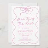 結び目の弓お洒落ブライダルシャワー 招待状 (正面)