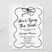 結び目の弓お洒落ブライダルシャワー 招待状 (正面)