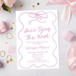 結び目の弓お洒落ブライダルシャワー 招待状