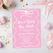 結び目の弓お洒落ブライダルシャワー 招待状