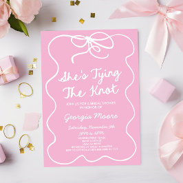 結び目の弓お洒落ブライダルシャワー 招待状