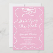 結び目の弓お洒落ブライダルシャワー 招待状 (正面)