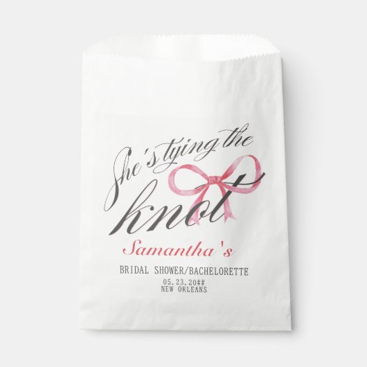 結び目の弓コケットブライダルシャワー フェイバーバッグ (正面)