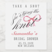 結び目の弓コケットブライダルシャワー ワインラベル (シングルラベル)