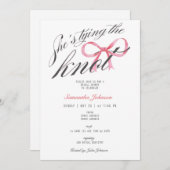 結び目の弓コケットブライダルシャワー 招待状 (正面/裏面)