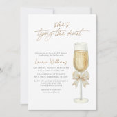 結び目の弓シャンパンブライダルシャワー 招待状 (正面)