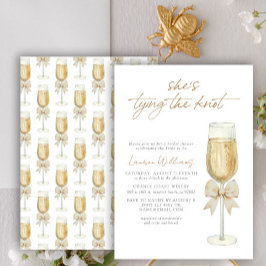 結び目の弓シャンパンブライダルシャワー 招待状