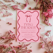 結び目の弓タイブライダルシャワーピンクレッド 招待状