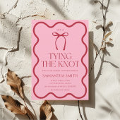結び目の弓タイブライダルシャワーピンクレッド 招待状