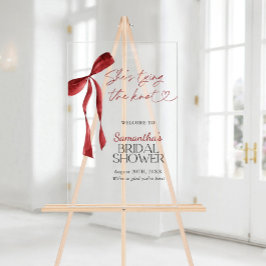 結び目の弓ブライダルシャワーウェルカムサイン アクリルサイン