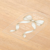 結び目の弓ブライダルシャワー アクリル招待状 (レイダウン)