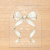 結び目の弓ブライダルシャワー アクリル招待状 (正面)