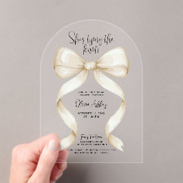 結び目の弓ブライダルシャワー アクリル招待状