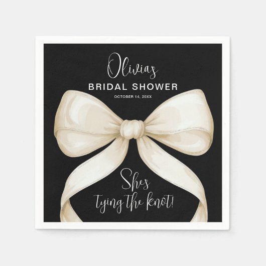 結び目の弓ブライダルシャワー スタンダードカクテルナプキン (正面)
